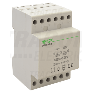 Transformátor 12-12-24V AC zvončekový DIN 30VA (TRACON)