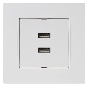 Zásuvka nabíjacia 2xUSB 2A/5V (SS) biela Rita (Mutlusan)