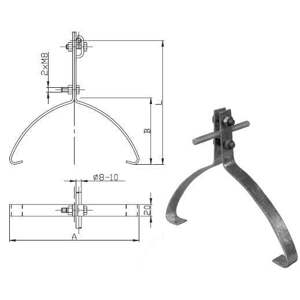 Podpera vedenia na vrchol krovu L=210mm, B=110mm, A=220mm, Fe-Zn (PV15A) (ZIN)