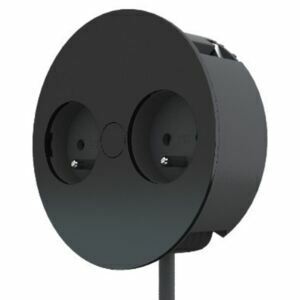 Zásuvka 2x230V zapustená, čierna, kábel 2m, Twist (BACHMANN)
