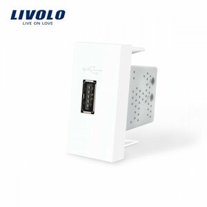 Zásuvka USB, polmodul nabíjací 2,1A biela (LIVOLO)