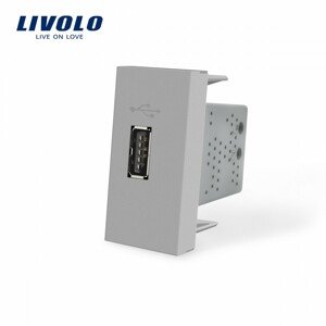 Zásuvka USB, polmodul nabíjací 2,1A strieborná (LIVOLO)