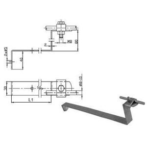 Podpera vedenia na škridlové strechy (Bramac), Fe-Zn L1-80mm+L2-420mm (PV22br) (ZIN)