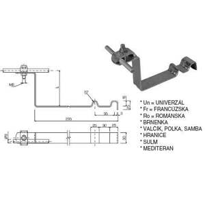 Podpera vedenia na škridlové strechy (Tondach), Fe-Zn L-80mm (PV22ton) (ZIN)