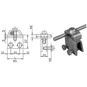 Podpera vedenia na svetlíky a oceľové konštrukcie L=45mm, Fe-Zn (PV32) (ZIN)