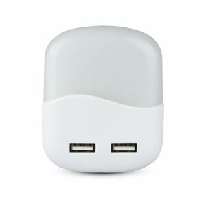 Nočné LED svietidlo do zásuvky štvorcové s USB PRO 0,45W, 4000K, 10lm, VT-84 (V-TAC)