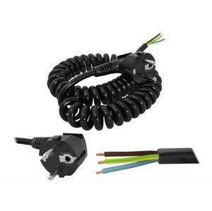 Kábel flexošnúra 5m 3x1mm2, skrútený (špirála) čierna (HDX)