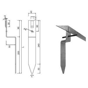 Podpera na uzemňovaciu pásku L=290mm, Fe-Zn (PP) (ZIN)