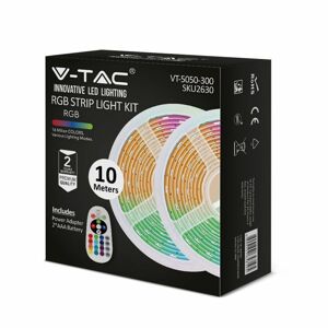 Sada LED pásika komplet 4,8W, RGB 500lm, 300 LED/m, VT-5050 (V-TAC)