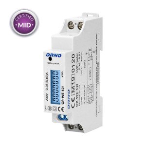 Elektromer 1-fázový MID podsvietený 40A na DIN lištu (ORNO)