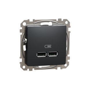 Dvojitá USB A+A nabíjacka 2.1A, Antracit, Sedna Design (Schneider)