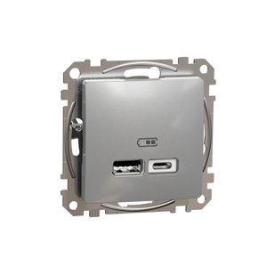 Dvojitá USB A+C nabíjacka 2.4A, Aluminium, Sedna Design (Schneider)