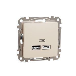 Dvojitá USB A+C nabíjacka 2.4A, Béžová, Sedna Design (Schneider)