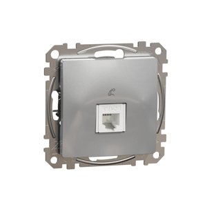 Telefónná zásuvka 1xRJ11, Aluminium, Sedna Design (Schneider)