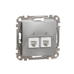 Telefónná zásuvka 2xRJ11, Aluminium, Sedna Design (Schneider)