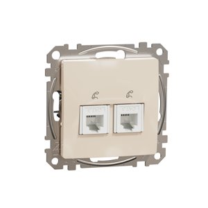Telefónná zásuvka 2xRJ11, Béžová, Sedna Design (Schneider)