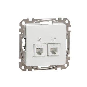 Telefónná zásuvka 2xRJ11, Biela, Sedna Design (Schneider)