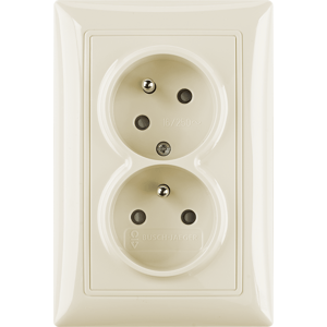 Dvojzásuvka 2P+T/16A/250V clonky (45°) (PS) slon.kost Basic55 (ABB)