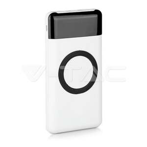 Powerbank so bezdrôtovým nabíjaním a displejom 10000mAh biely VT-3521 (V-TAC)