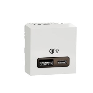 Unica - Dvojitý nabíjací USB konektor A+C 18W, 2.4A, 2M, Biely