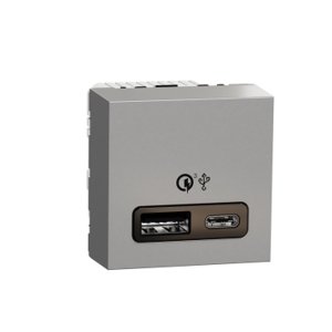 Unica - Dvojitý nabíjací USB konektor A+C 18W, 2.4A, 2M, Aluminium