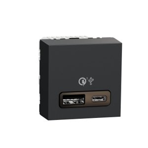 Unica - Dvojitý nabíjací USB konektor A+C 18W, 2.4A, 2M, Antracit