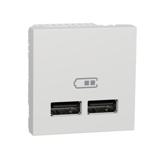 Unica - Dvojitý nabíjací USB A+A konektor 2.1A, 2M, Biely