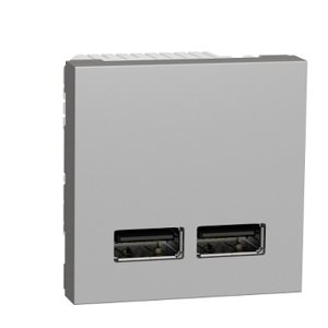 Unica - Dvojitý nabíjací USB A+A konektor 2.1A, 2M, Aluminium