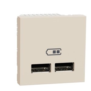 Unica - Dvojitý nabíjací USB A+A konektor 2.1A, 2M, Béžový