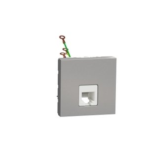 Unica - Zásuvka telefónna RJ12, 6 kontaktov, Aluminium
