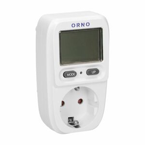Merač elektrickej spotreby do zásuvky s LCD displejom a nastaviteľnou cenou, SHUKO, biela