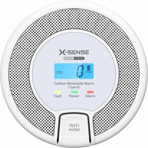 Battery-operated carbon monoxide detector with TEST button, 10-year service life, complian
