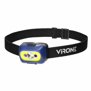 LED COB + LED čelovka 3W s bezdotykovým vypínačom a USB nabíjačkou,1200 mAh batéria,,modrá