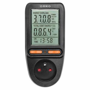 Merač elektrickej spotreby do zásuvky s LCD displejom a nastaviteľnou cenou (ORNO)