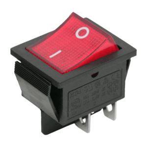 Vypínač kolískový ON-OFF 2pol 250V/10A červený )