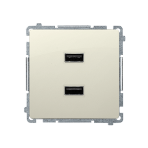 Dvojitá USB nabíjačka, béžový, USB:A+A, 2,1A