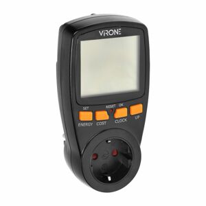 Dvojtarifový elektromer, EM-1(GS)/B energetická kalkulačka, Schuko, čierna (ORNO)