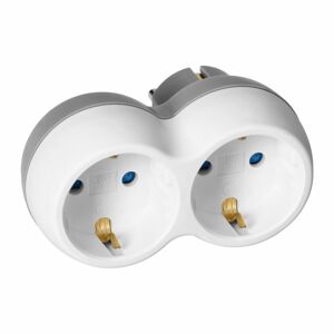 Rozbočovač elektrickej zásuvky 2x2P+E, Schuko, bielo-sivý (ORNO)