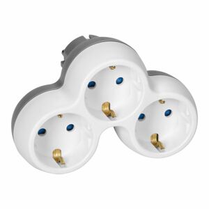 Rozbočovač elektrickej zásuvky 3x2P+E, Schuko, bielo-sivý (ORNO)