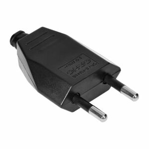 Plochá vidlica bez uzemnenia 2,5A, 250V, čierna, polykarbonát, 50 ks