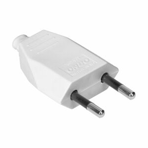 Plochá vidlica bez uzemnenia 2,5A, 250V, biela, polykarbonát, 1 ks