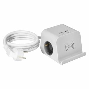 Stolová rozvodka s USB nabíjačkou, skrutkovacou svorkou a káblom 1,4 m, 2x2P+E (Schu4xUSB,