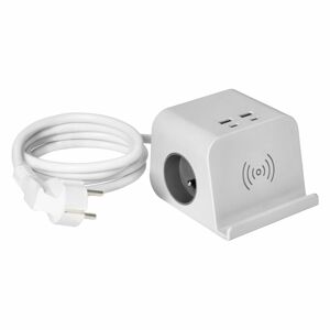 Stolová napájacia lišta s USB nabíjačkou, skrutkovou svorkou a káblom 1,4 m, 2x2P+E, 4xUSB