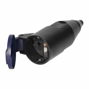 Dielenská zásuvka s krytom, 2P+E Schuko, čierna (ORNO)