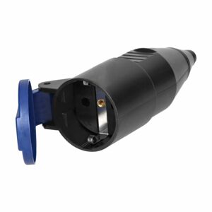 Workshop socket with a cover, 2P+E Schuko, black, 12 pcs.