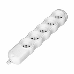 Rozdvojka zásuvková 5x2P+E, biela