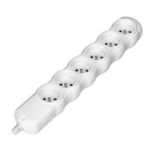 Zásuvková rozdvojka 6x2P+E, biela