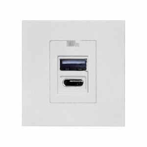 NOEN USB x2 - typ A+C, duálny modulárny port 45x45mm s USB nabíjačkou, 2,1A 5VDC, biela