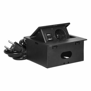 Nábytková zásuvka , 1x2P+E, 2xUSB (typ A, 2.1A), 1,5m, čierna (ORNO)