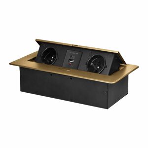 Zapustená nábytková zásuvka s frézovaným okrajom, 2x2P+E
, 2xUSB (typ A+C; 3,6A), zlatá
